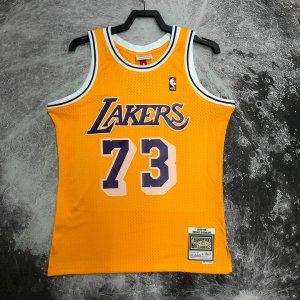 NBA 73 Dennis Rodman Lakers 1998-99 Maillot Retro jaune imprimé